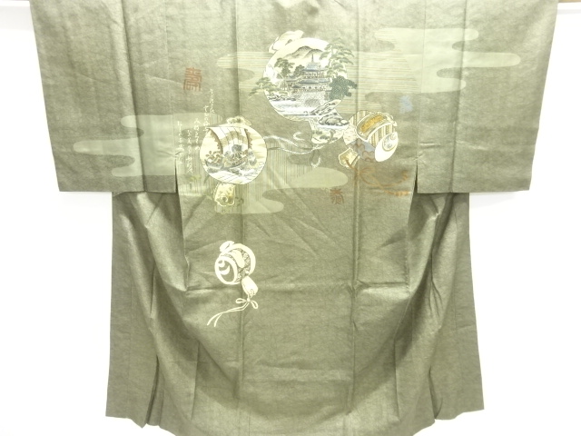 アンティーク　城に宝船模様男物長襦袢